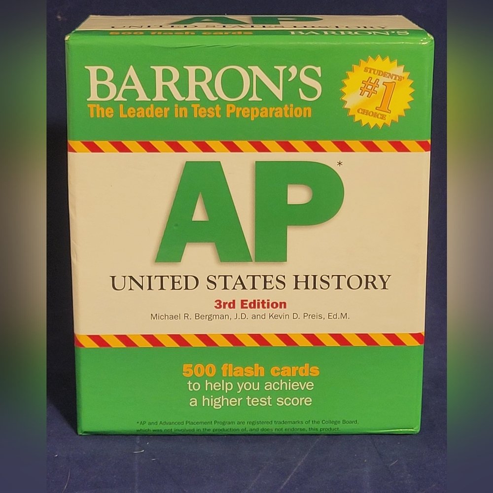 Barron's AP U.S. History 500 Flash Cards - Used, 3rd Edition